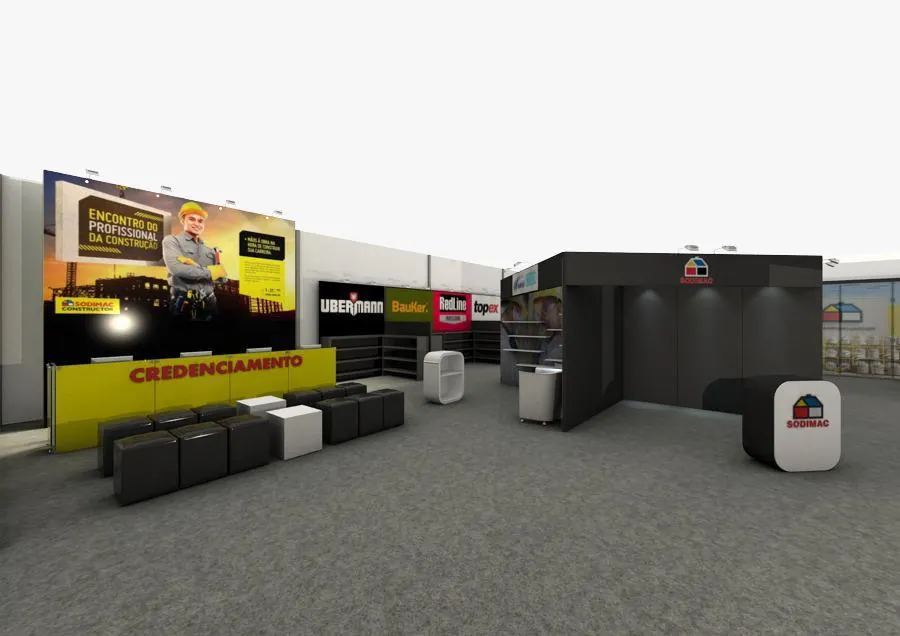 Render de estande para feira