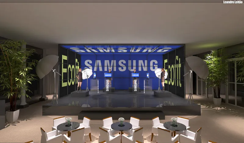 Render 3D de evento Samsung